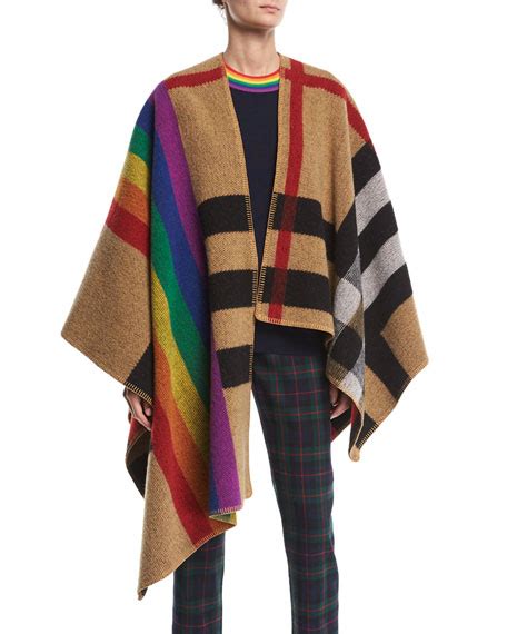 burberry rainbow check cape|Burberry raincoat check.